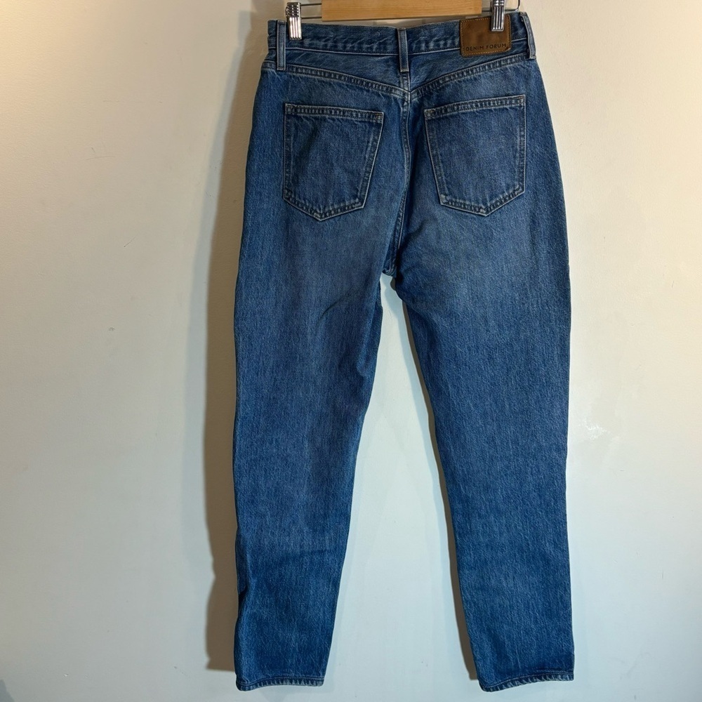 DENIM FORUM Sz 28 Jeans The Nina Store Pipe Button Fly Mid-Wash High Rise Denim - Picture 7 of 13